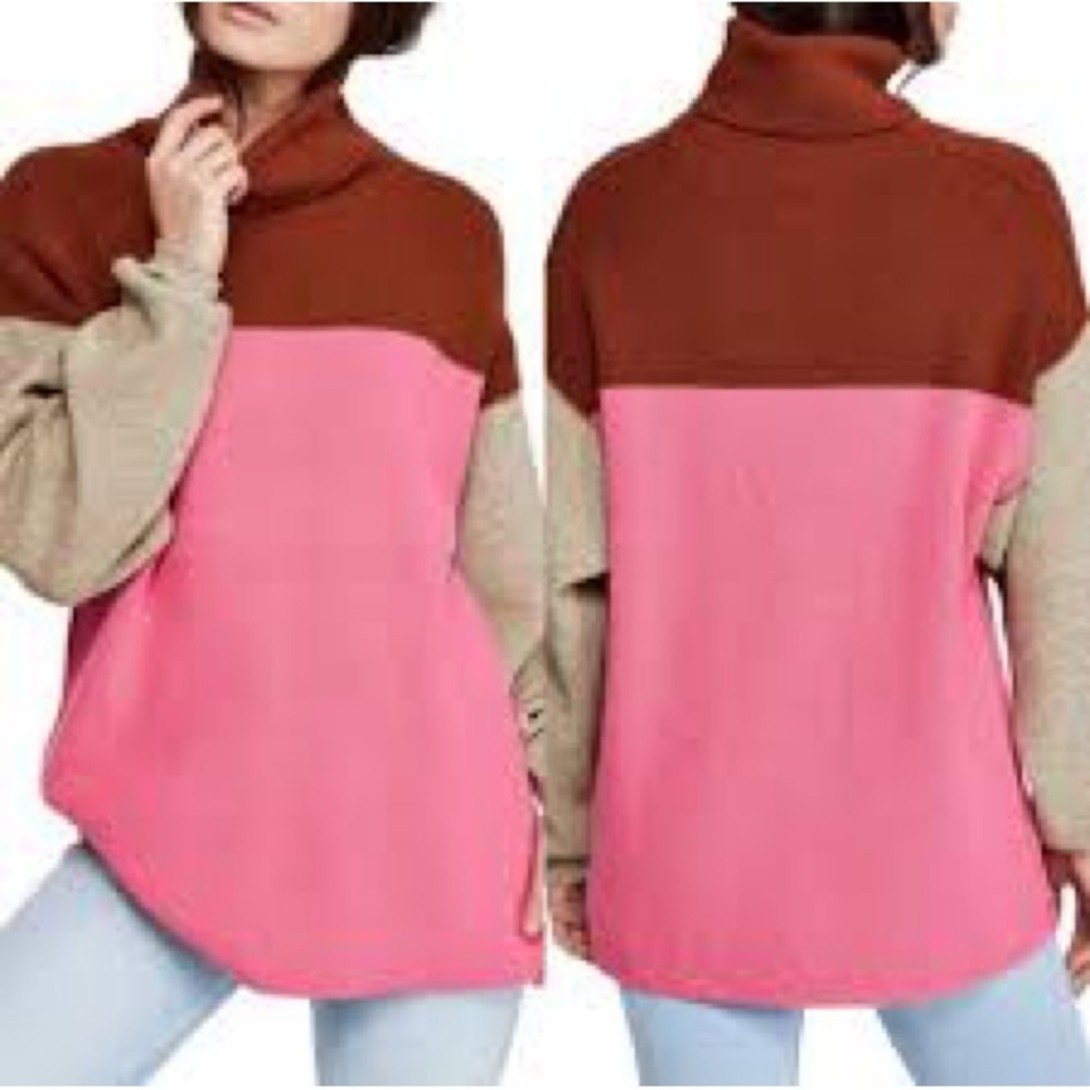 Free People Softly Structured Colorblock Oversized Sweater Size XS